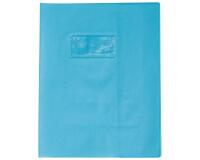 Protège-cahiers grain cuir PVC 22/100ème 17x22 cm - Bleu clair