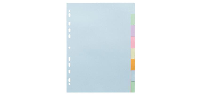 Intercalaires carte pastel 170g Forever 8 positions - A4 - Couleurs assorties pastel