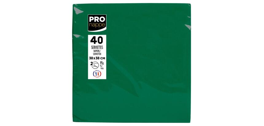 Paquet de 40 serviettes micro-gaufrées ouate 2 plis - 38x38 cm