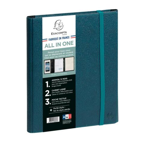 Agenda de bureau All in one Horizons 20S Visuel spiralé Sésame 15 x 21 cm Semainier Janvier à décembre 2026 - Bleu canard