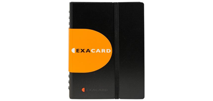 Portabiglietti da visita spiralati Exacard, 20 buste rimovibili, 120 biglietti da visita - 20x14,5cm - Nero