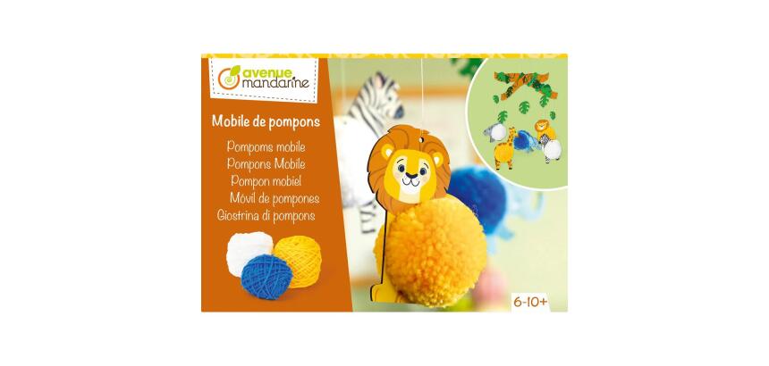 Boîte créative, Pompons, Animaux de la savane - Multicolore