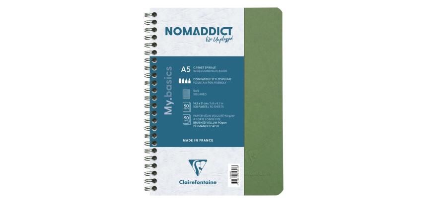 Cahier reliure intégrale Age Bag A5 100 pages petits carreaux - Vert