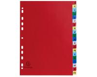 Intercalaires imprimés alphabétiques PP couleurs 12/100 AZ - A4 - Couleurs assorties