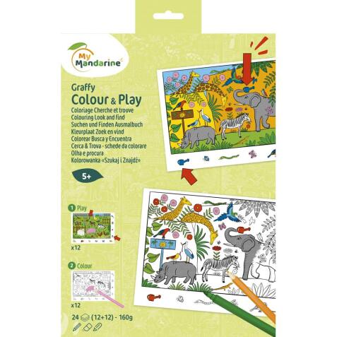 Graffy Colour & Play Cherche et trouve, Zoo - Vert