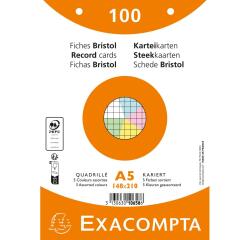 Pk100 Exa Rec Card 14.8x21 Sq Punch Ast - Assorted colours