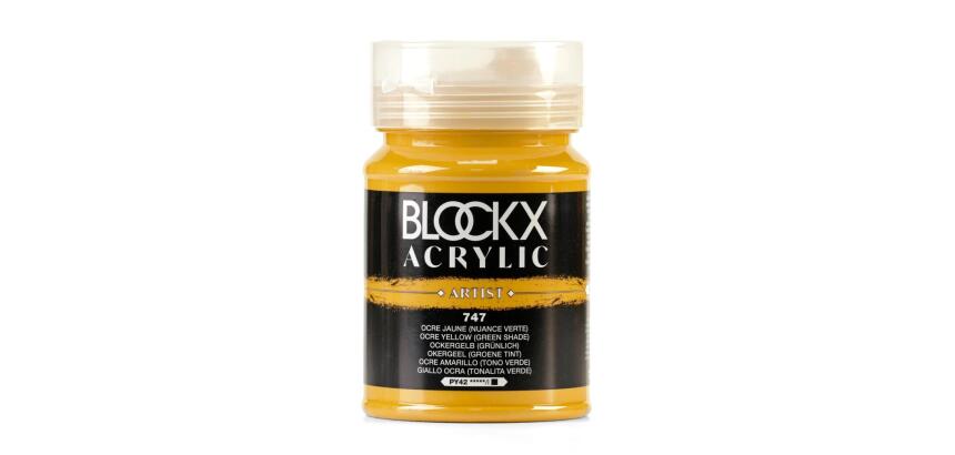 Peinture acrylique fine pot 500ml - Ocre jaune (nuance verte)