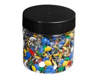 Boîte de 1 000 punaises couleur en laiton - Hauteur de pointe 9mm - 9mm de diamètre - Couleurs assorties