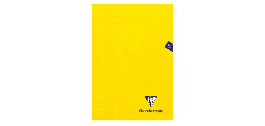 Cahier piqué Mimesys A4 48 pages grands carreaux couverture polypropylène - Jaune