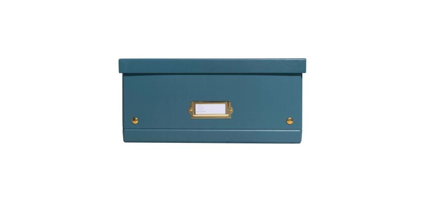 Boîte de rangement à plat carton 33x50x16cm Néo Déco - Bleu canard