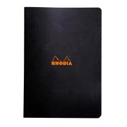 Cahier piqué Rhodia Classic 21x29,7 cm 96 pages petits carreaux 5x5 non détachables 80g - Noir