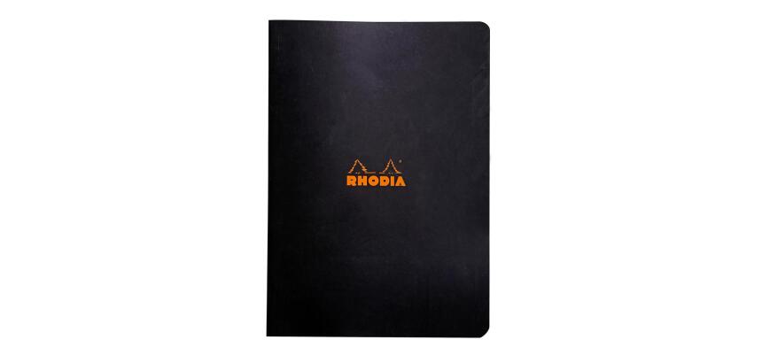 Cahier piqué Rhodia Classic 21x29,7 cm 96 pages petits carreaux 5x5 non détachables 80g - Noir