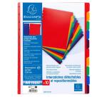 Intercalaires polypropylènes couleurs 10 positions pour porte-vues à anneaux - Couleurs assorties