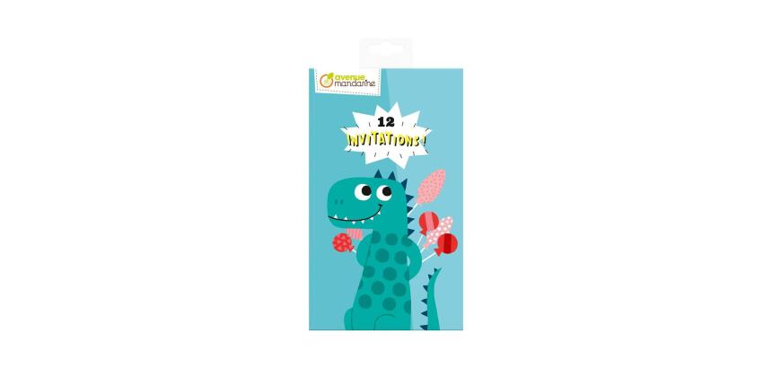 Cartes d'invitation, Dinosaures - Bleu