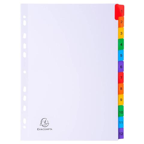 Separadores Separadores con pestañas impresas cartulina blanca 160 g/m 2 Con pestañas de colores reforzadas - Blanco - Blanco