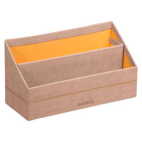 Rhodiarama porte-courrier simili cuir italien 25x10x14 cm - Touche de rose