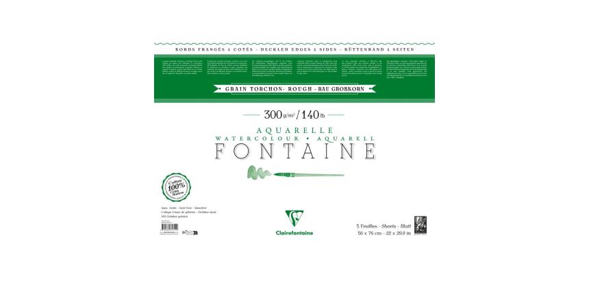 Fontaine paquet 4 bords frangés 5F 56x76cm 300g grain torchon