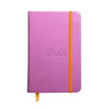 Rhodiarama carnet rembordé rigide 9x14 cm 192 pages ligné papier ivoire 90g fermeture élastique - Lilas