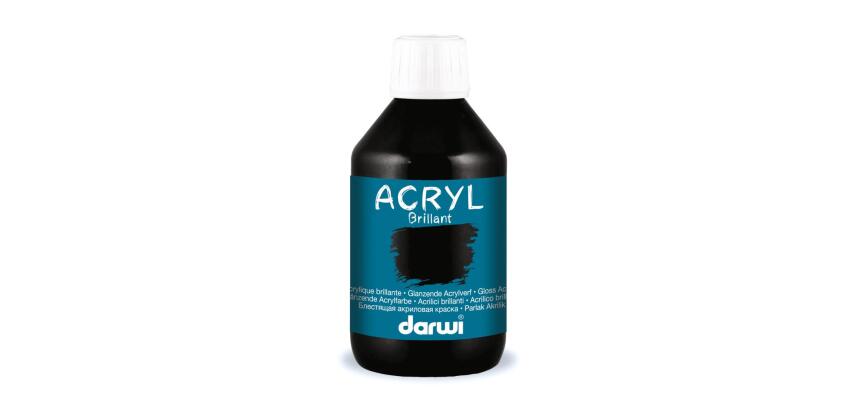 Darwi Flacon de 250 ml de Peinture Acrylique Universelle Brillante - Noir