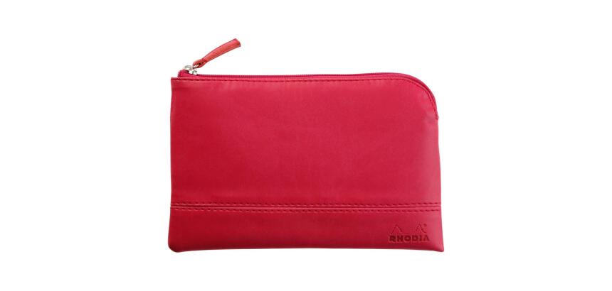 Rhodiarama pochette zippée en simili cuir - taille S (11x17 cm) - Framboise