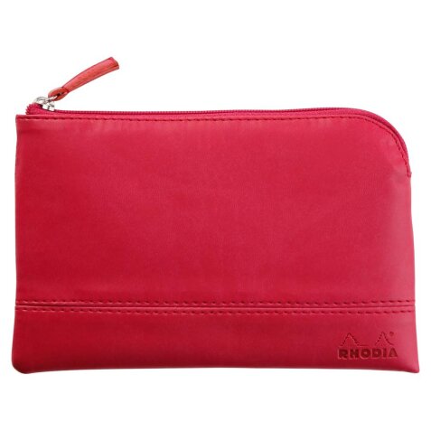 Rhodiarama pochette zippée en simili cuir - taille S (11x17 cm) - Framboise