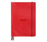 Rhodiarama Goalbook Creation A5 met hardcover, 80 blad glad zwart gestippeld Maya papier van 120g, sluiting met elastiek - Klaproosrood