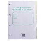 Recharge numérotée/perforée 58 feuillets unis blanc, épaisseur du papier 90g, avec gardes titrées pour classeurs Mouvements de titres, liste des actionnaires - Format A4 - Autre