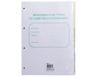 Recharge numérotée/perforée 58 feuillets unis blanc, épaisseur du papier 90g, avec gardes titrées pour classeurs Mouvements de titres, liste des actionnaires - Format A4 - Autre