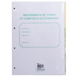 Recharge numérotée/perforée 58 feuillets unis blanc, épaisseur du papier 90g, avec gardes titrées pour classeurs Mouvements de titres, liste des actionnaires - Format A4 - Autre