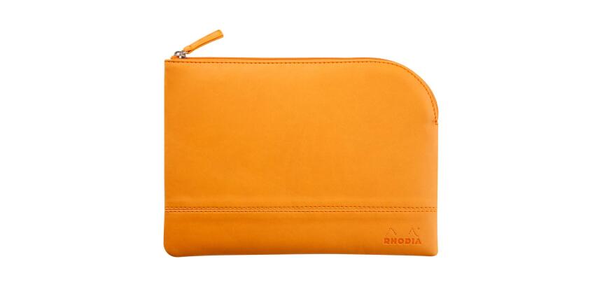 Rhodiarama pochette zippée en simili cuir - taille M (16x22 cm) - Orange
