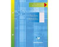 Feuillets mobiles sous étui 17x22 cm 100 pages perforées 2 trous grands carreaux