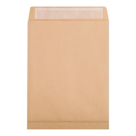 Boite de 250 Pochettes Kraft Brun 26-275x365mm avec Soufflet de 30 mm - Auto-Adhésives - 120g/m2 - Brun