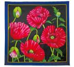 Carré 100% soie - 90x90cm Pavot - Blanc