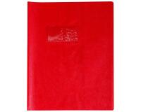 Protège-cahiers grain cuir PVC 22/100ème 17x22 cm - Rouge