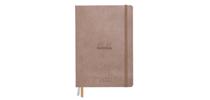 Rhodiarama Goalbook Creation rembordé rigide A5 100p papier lavis technique blanc uni 200g avec élastique - Taupe