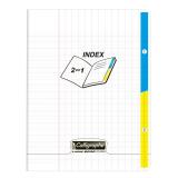 Cahier piqué 2 index 8000 POLYPRO 17x22cm 96 pages grands carreaux Incolore - Incolore