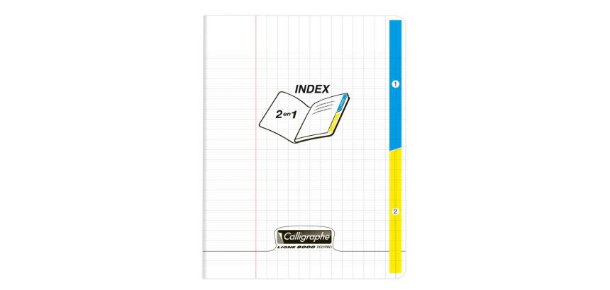 Cahier piqué 2 index 8000 POLYPRO 17x22cm 96 pages grands carreaux Incolore - Incolore