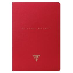 Flying Spirit Red carnet piqûre textile 14,8x21cm 96p ligné motifs assortis papier ivoire 90g - Rouge