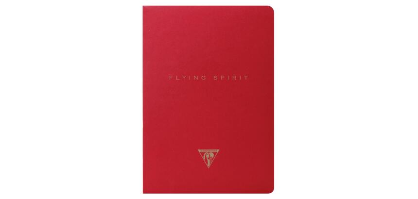 Flying Spirit Red carnet piqûre textile 14,8x21cm 96p ligné motifs assortis papier ivoire 90g - Rouge