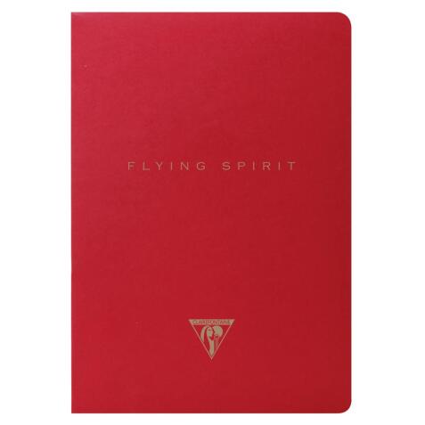 Flying Spirit Red carnet piqûre textile 14,8x21cm 96p ligné motifs assortis papier ivoire 90g - Rouge
