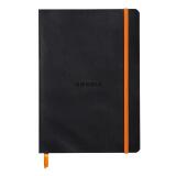 Rhodiarama carnet souple NOIR A5 160 pages 5/5 papier ivoire 90 g/m2, fermeture élastique - Noir