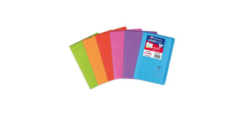 Carnet piqué Koverbook 9x14cm 96 pages petits carreaux couverture polypropylène transparent - Assortis