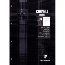 Bloc de cours CORNELL encollé grand côté A4 200 pages perforées 4 trous Cornell ligné 8 mm - Noir