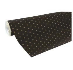 Papier cadeau Alliance, largeur 70 cm - Rouleau de 50 m, Etoiles or - Noir