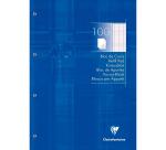 Bloc de cours encollé grand côté A4 200 pages détachables perforées 4 trous grands carreaux - Bleu