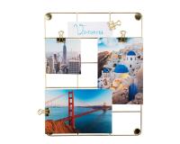 Tablero de fotos dorado 21,7x28,1 cm - Incluye: 4 clips, 1 gancho y 1 punta - Oro