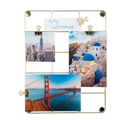 Tablero de fotos dorado 21,7x28,1 cm - Incluye: 4 clips, 1 gancho y 1 punta - Oro
