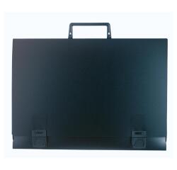 Valigetta belli arti con manico rigido e chiusura con tuck, dorso 30mm, Ppl 12/10 52x71cm - Per formato 50x65cm - Nero