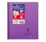 Cahier reliure intégrale enveloppante Koverbook 17x22cm 160 pages ligné + marge couverture polypropylène transparent - Violet