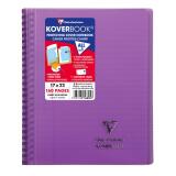 Cahier reliure intégrale enveloppante Koverbook 17x22cm 160 pages ligné + marge couverture polypropylène transparent - Violet